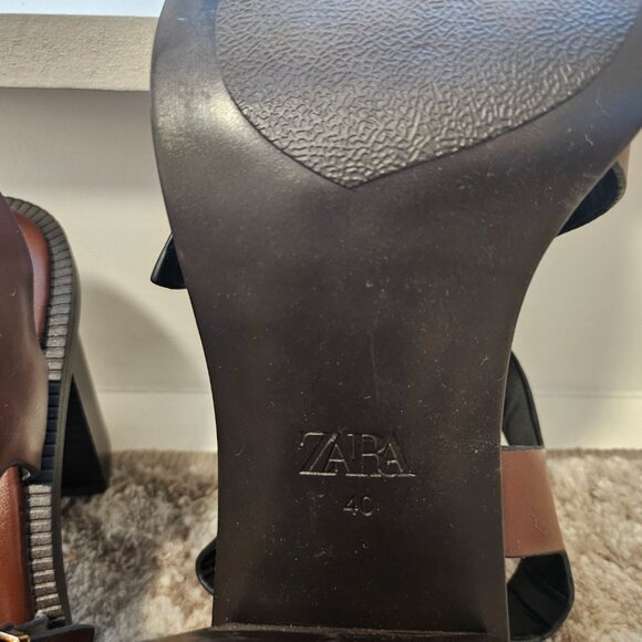 Zara Leather Buckle Heeled Sandal - Picture 5 of 5